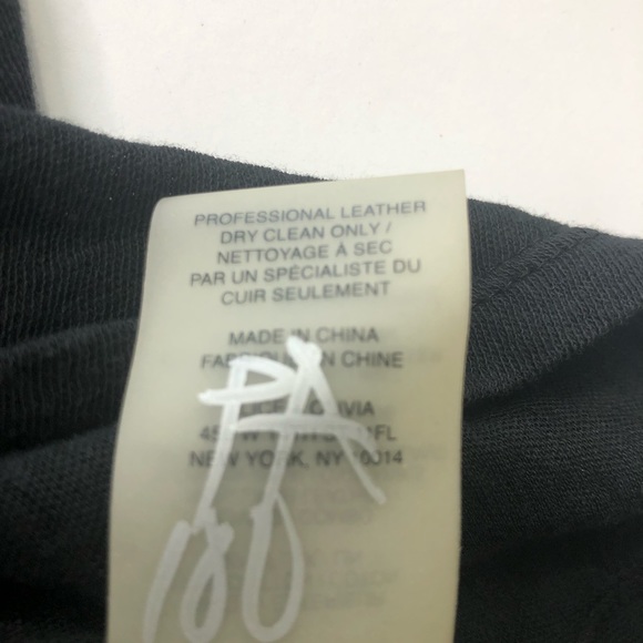 Alice+Olivia Air Top Black Lamb Leather Sleeves L - Picture 9 of 13